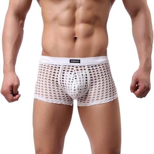 Underpants male underwear gay sexy boxer men hollow cut ropa interior hombre boxer para hombre solid cueca masculina underwear