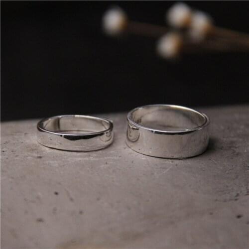 Vatican silver silver S925 pure silver contracted smooth couple ring man woman Han edition ring fashion and personality