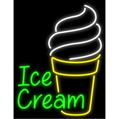 Ice Cream Sign Handmade Real Glass Tube Drink Bar KTV Club Pub Motel Shop Store Office Advertise Display Neon Signs 14"X17"
