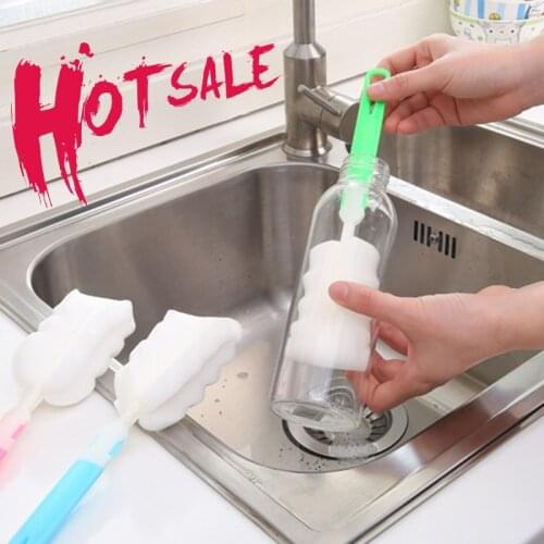 1Pc Kitchen Cup Brush Cleaning Tool Long Handle Sponge Brush For Wineglass Bottle Coffe Tea Glass Cup Mug Handle Brush Wholesale
