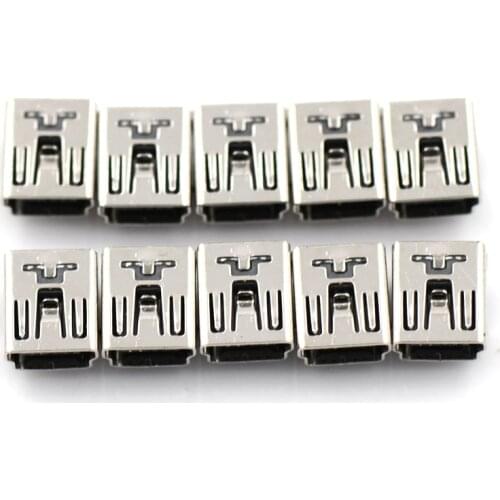 10pcs/lot Mini USB Jack 90 Degrees Front 2 Feet 5 PIN Micro USB Connector For Mobile Phone Micro USB Port Sockect