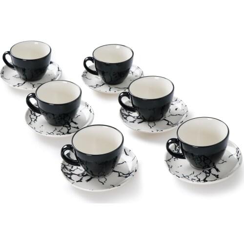 180 ml Black 12 Piece Porcelain Tea Set for 6 Person Porcelain 6 Set Gorgeous Turkish Coffee Cup Set Gift for Mom Gift for Her