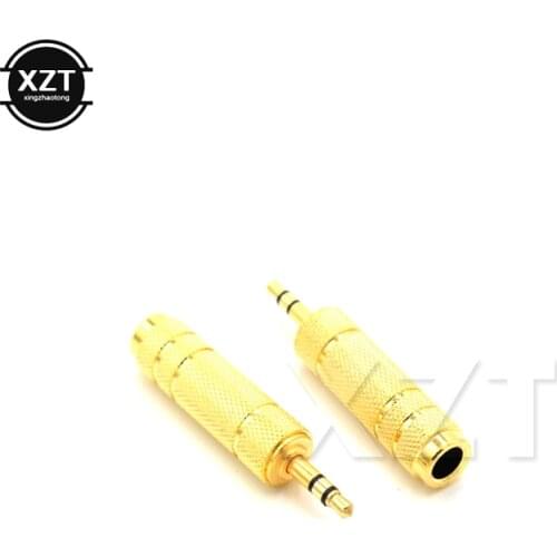 2pcs 3.5mm Male to 6.35mm Female Adapter 3.5 Plug to 6.5mm Jack Stereo Speaker Audio Headphone Converter for PC Notebook