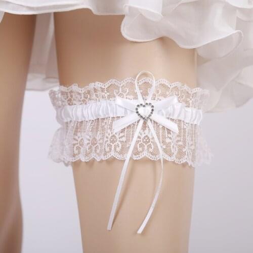 2019 Wedding Garter Rhinestone Embroidery Flower Beading White Sexy Garters for Women/Female/Bride Thigh Ring Bridal Leg Garter