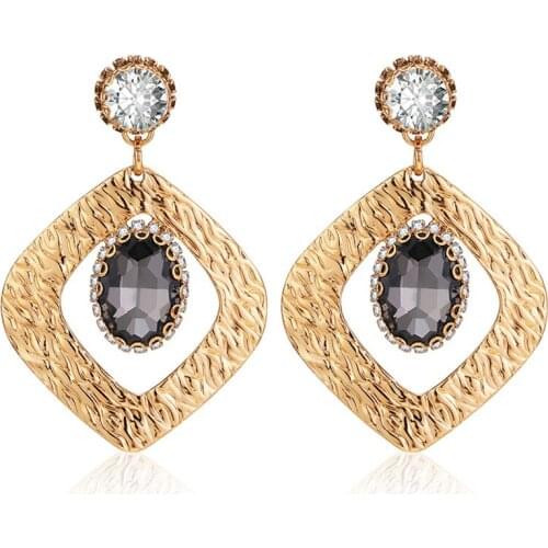 2021 Fashion Boho Drop Geometry Pendant Crystal Earrings For Women Jewelry Engagement Party Earrings