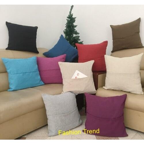 30pcs/lot hot selling mixed color polyester linen storybook pocket pillow cover sublimation