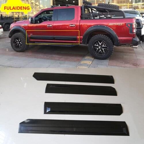 4pcs For Ford F-150 F150 2015-2018 Front+Rear ABS Car Door Protection Body Side Moldings Trim panel Car Styling Accessories