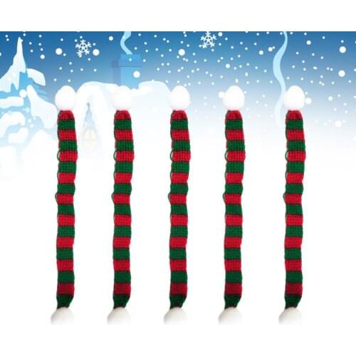 5 Pcs 1x15cm Christmas Mini Scarf DIY Hairball Knitted Doll Clothes Accessory Bottle Neckerchief Little Snowman Decor (Red
