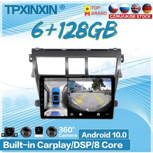 6GB+128GB Android 10.0 For Toyota VIOS 2008-2013 Wireless Carplay Car Multimedia Player Headunit Audio Radio Navigtion DSP GPS
