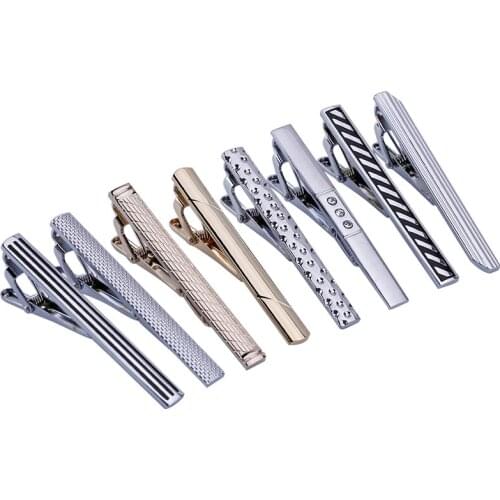 8pcs Mixed Mens Stainless Steel Luxury Classic Exquisite Necktie Tie Clips Bar Set for Regular Ties, 2.3 Inch
