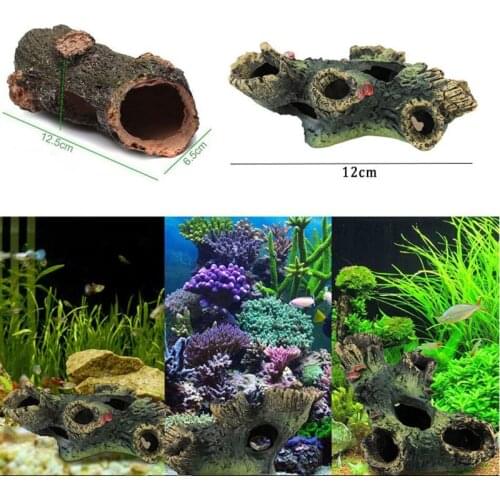 Aquarium decorations Wood Driftwood Fish T resin Hollow Trunk Tree Log Hollow tree Fish Snag for aquarium Tank Ornament decor
