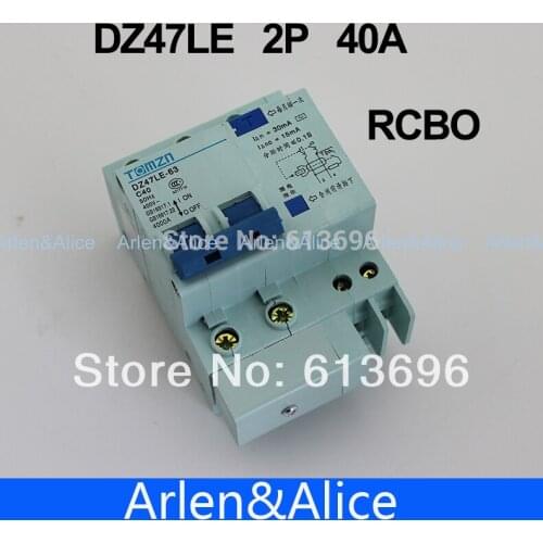 DZ47LE 2P 40A 230V~ 50HZ/60HZ Residual current Circuit breaker with over current and Leakage protection RCBO