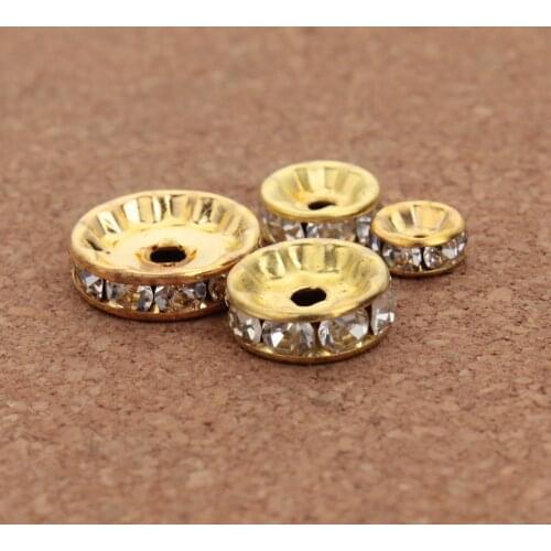 50pcs 4 6 8 10 12mm Rhinestone Crystal Beads Rondelle Loose Spacer Beads For DIY Jewelry Making Accessories Supplie Wholesale