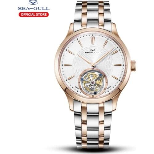 Seagull Mens Watch Tourbillon Mechanical Watch Manual Winding Mechanical Watch Steel Band Sapphire Watch 517.11.8812