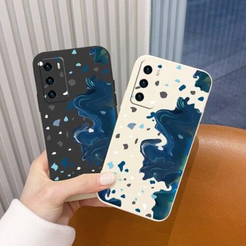 For Huawei P40 P30 P20 Pro Case Color Block Graffiti Phone Cover Mate 40 30 20 Pro Lite P Smart 2021 Y7A Shockproof Soft Case