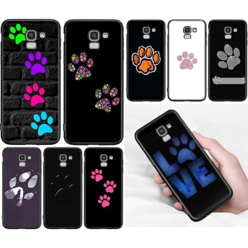 Dog Footprint Paw Cover For Samsung Galaxy J8 J7 Duo J6 J5 Prime J4 Plus J3 J2 Core 2018 2017 2016 Phone Case