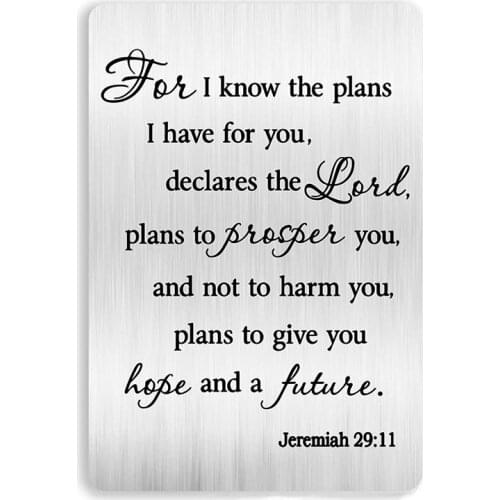 For I Know The Plans I Have for You Jeremiah 29 11 Engraved Metal Wallet Card Inserts,Inspirational Birthday Graduation Gift DIY