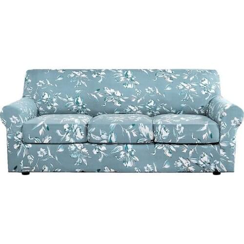 Elastic Sofa Cover Milk Shreds Flower Pattern Art Printing Design Home Textiles Decoration For Corner Armchair Plaid Covers