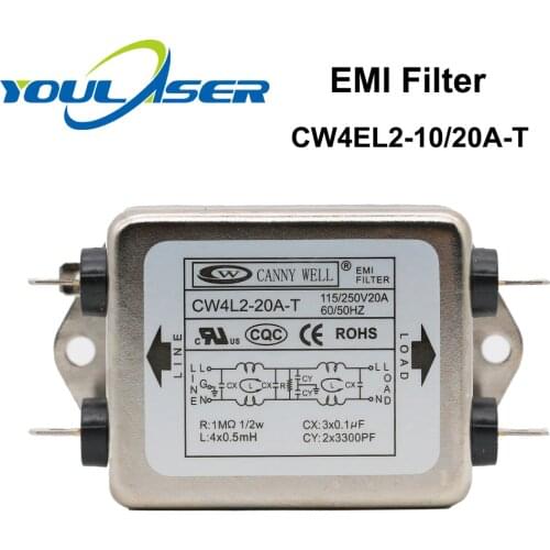 Power EMI Filter CANNY WELL CW4L2-10A-T / CW4L2-20A-T Single-phase AC 115V / 250V 20A 50/60HZ Power Supply Filter Free Shipping