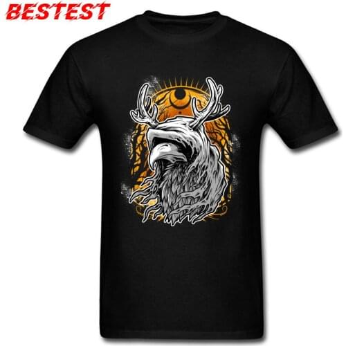 Heresy Tops & Tees Men Black T Shirt Party T-Shirt for Adult Autumn Vintage Crow Deer Night Printed Tshirt 80s Cotton Clothes