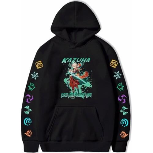 Kaedehara Kazuha Anime Hoodie Genshin Impact Grunge Style Unisex Streetwear Women Loose Sweatshirt Male Hip Hop Tracksuit Casual