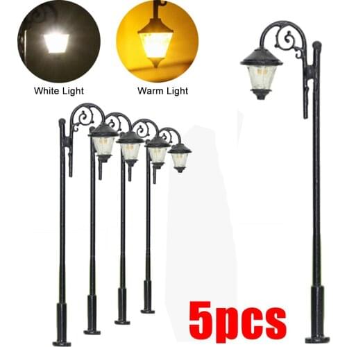 5x Complete lamps+5x Resistors 3V Architectural Scale Model Railway Train Lamp Post Street Lights Miniature Models Building Kits