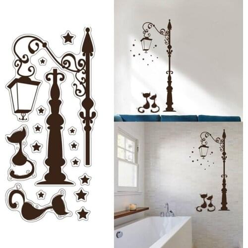 Wall Stickers Under The Lights Of The Black Cat Printing Cartoon Art Decals Mural Diy Home Livingroom Decor For Kids Bedrooms