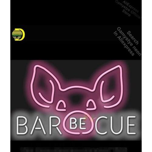 Neon Sign for Barbecue with Pig Face Graphic neon bulb Sign Beer Club Neon lights Sign glass Arcade neon sign Light Sign Outdoor