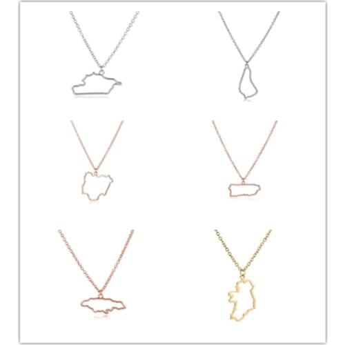 Outline Country Texas State Africa Israel Australia France Syria Ireland Jamaica Barbados Nigeria Puerto Rico World Map Necklace