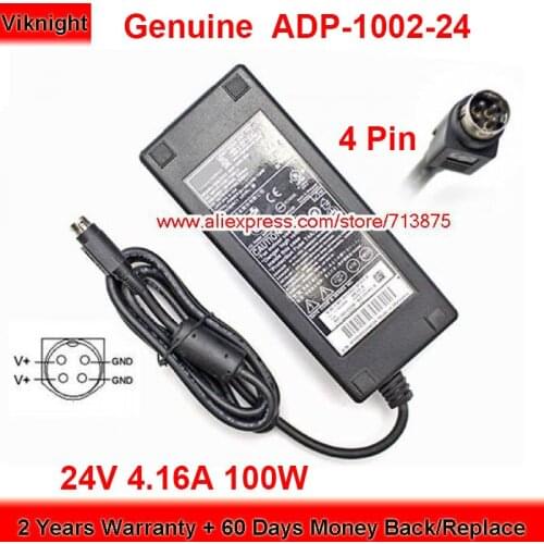 Genuine ADP-1002-24 AC Adapter 24V 4.16A 100W Charger for Tiger M13530C006025 01750205088 Round with 4 Pin Power Supply