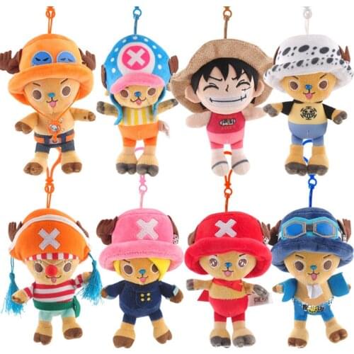 Genuine One Piece Plush Toy Pendant Cartoon Anime Tony Luffy Chopper Figure Stuffed Dolls Keychain Decoration Toys Kids Gifts