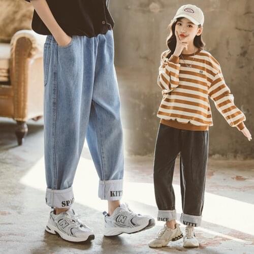 Teenage Girls Denim Blue Jeans 2021 New Spring Autumn Casual Pants 10 12 13 14 years