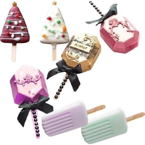 SHENHONG Ice Cream Tools Silicone Popsicle Molds 50pcs Sticks Dessert Moulds Kitchen Bar Supplies Summer Cold Drink Cube Tray