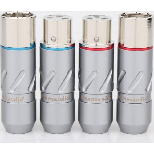 Monosaudio High Purity 99.998% Pure Copper XLR Plug With Rhodium Plated XLR Plug Connector Jack Hifi Audio MIC Plug
