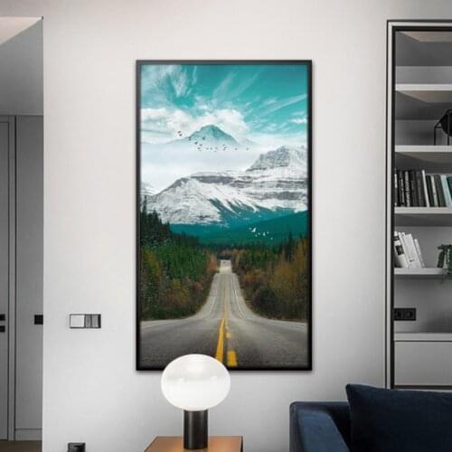 Nordic Entryway Scenic Roads Forests Mountains Homes Frescoes Canvas Paintings For Corridor Living Room Bedroom