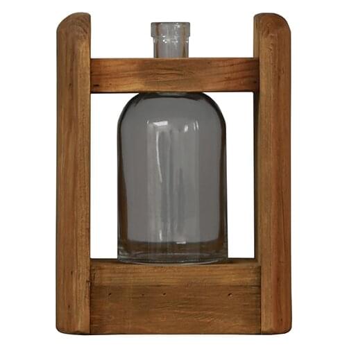 Flower vase Recyclable pine wood glass bottle natural color living room nostalgic home decoration