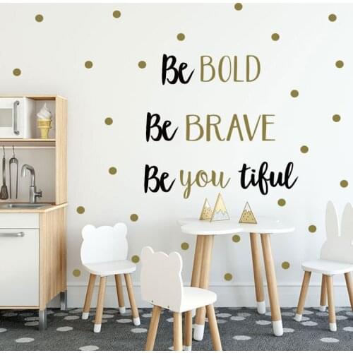 Be Bold Be Brave Dots Motivation Quote Vinyl Wall Stickers Office Decoration Mural Kids Living Room Quote Saying Words & Phrases