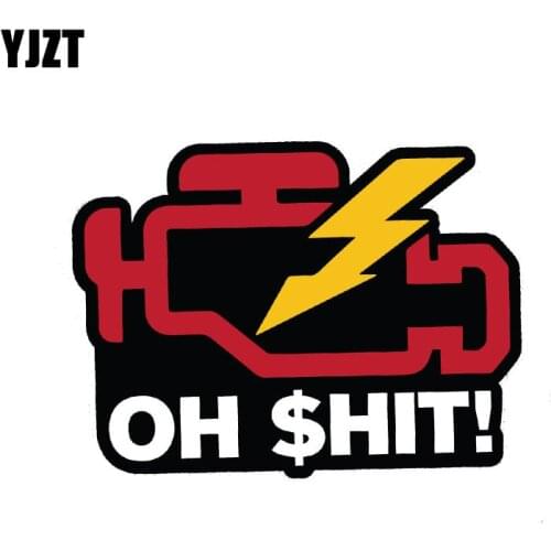 YJZT 12.8CM*9.6CM Funny Personality CHECK ENGINE LIGHT Car Sticker PVC Decal 12-0058