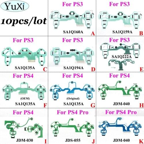 YuXi 10pcs JDM 001 030 040 JDS 055 For Playstation4 Conductive Film Keypad for PS3 PS4 Pro Slim Controller DualShock PCB Circuit