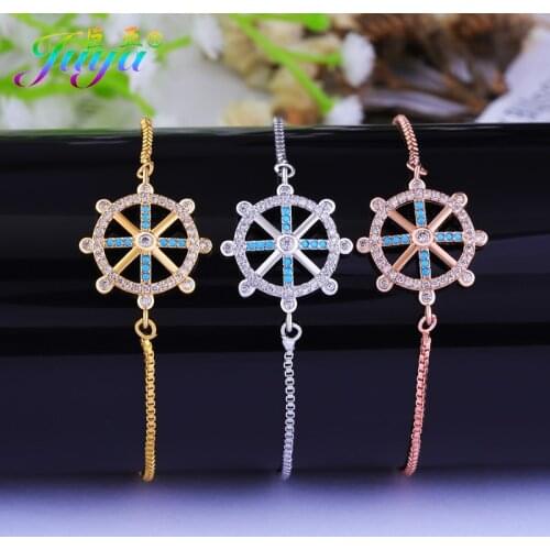 Gold//Rose Gold Charm Bracelets For Women Men Handmade Craft Adjustable Chains Jewelry Rudder Bracelets