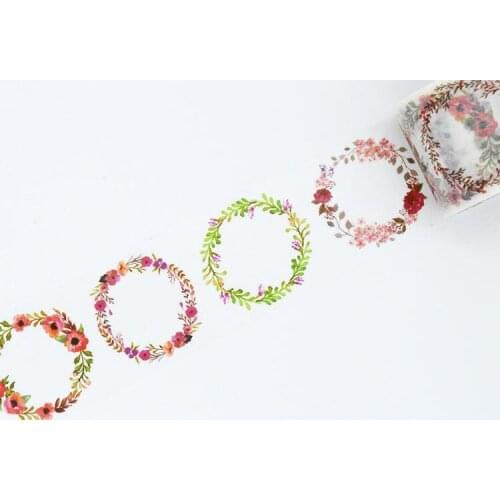 1 Roll High Quality 40mmx7m Plants Flower Star Pattern Japanese Washi Decorative Adhesive Tape DIY Masking Paper Tape Sticker