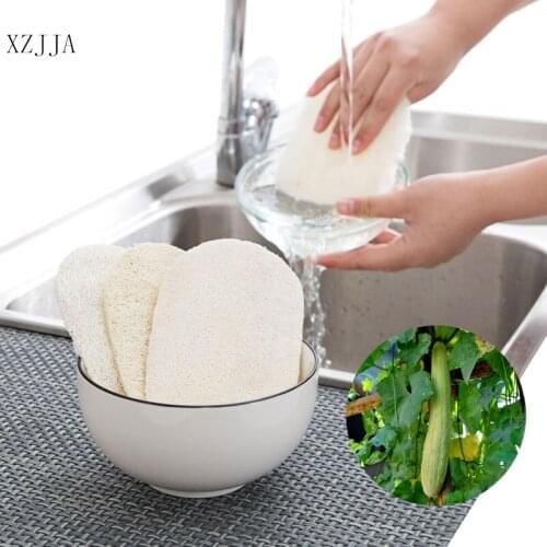 XZJJA 1Pcs Natural Loofah Sponge Clean Brush Cup Pot Dish Bowl Tableware Washing Cleaning Brush Household kitchen Cleaning Tools