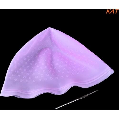 1Pc Needle Salon Dye Silicone Cap + Hook Hair Salon Color Coloring Highlighting Reusable Set Frosting Tipping Dyeing Color Tools