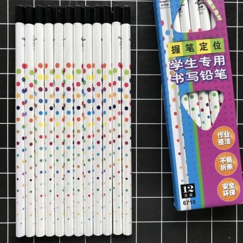 4pcs/lot Cute Colorful Dots Triangle 2H Standard Wooden Pencil Student Stationery Writing Drawing Pencils School Office Supply