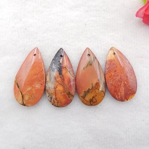 Natural 4 PCS Of Multi-Color Picasso Jasper,Semi-precious stones, Jewelry accessories Earrings beads 30x15x4mm,9.6g