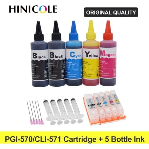 5 PCS PGI-570 CLI-571 refillable ink cartridge for Canon PIXMA TS6050 TS6051 TS6052 TS5050 TS5051 TS5052 TS5053 printer pgi570