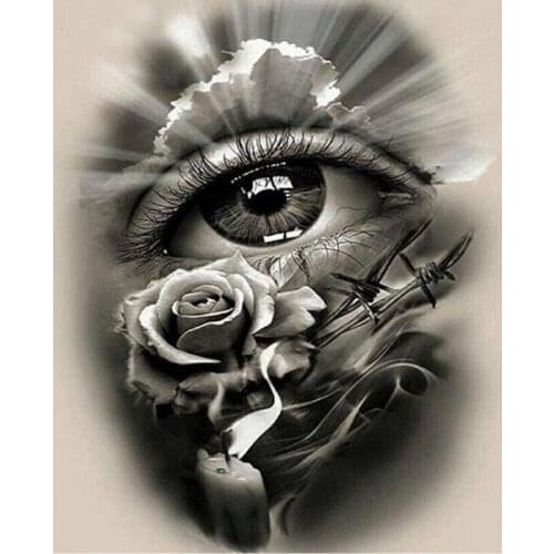 5D Diamond Painting Completely Icons Diamond Embroidery Black White Eyes Full Square Drills Crystal Rhinestone Mosaic Kits Rose