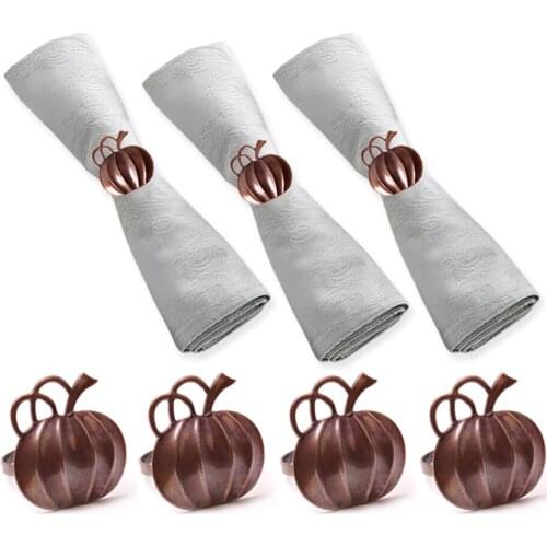 8Pcs/set Bronze Pumpkin Napkin Buckle Stainless Steel Dinner Table Towel Napkin Holder Party Dinner Decor