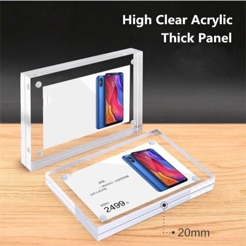 A5 Double Sided Clear Magnetic Acrylic Picture Photo Frame 20mm Thick Blocks Desktop Sign Holder Display Stand