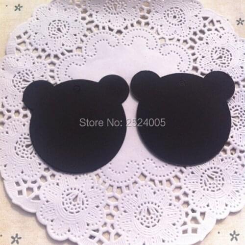 Free shipping in stock 6x6cm cute bears head shape blank tag/350gsm black matt cardboard paper tags/paper card hang label